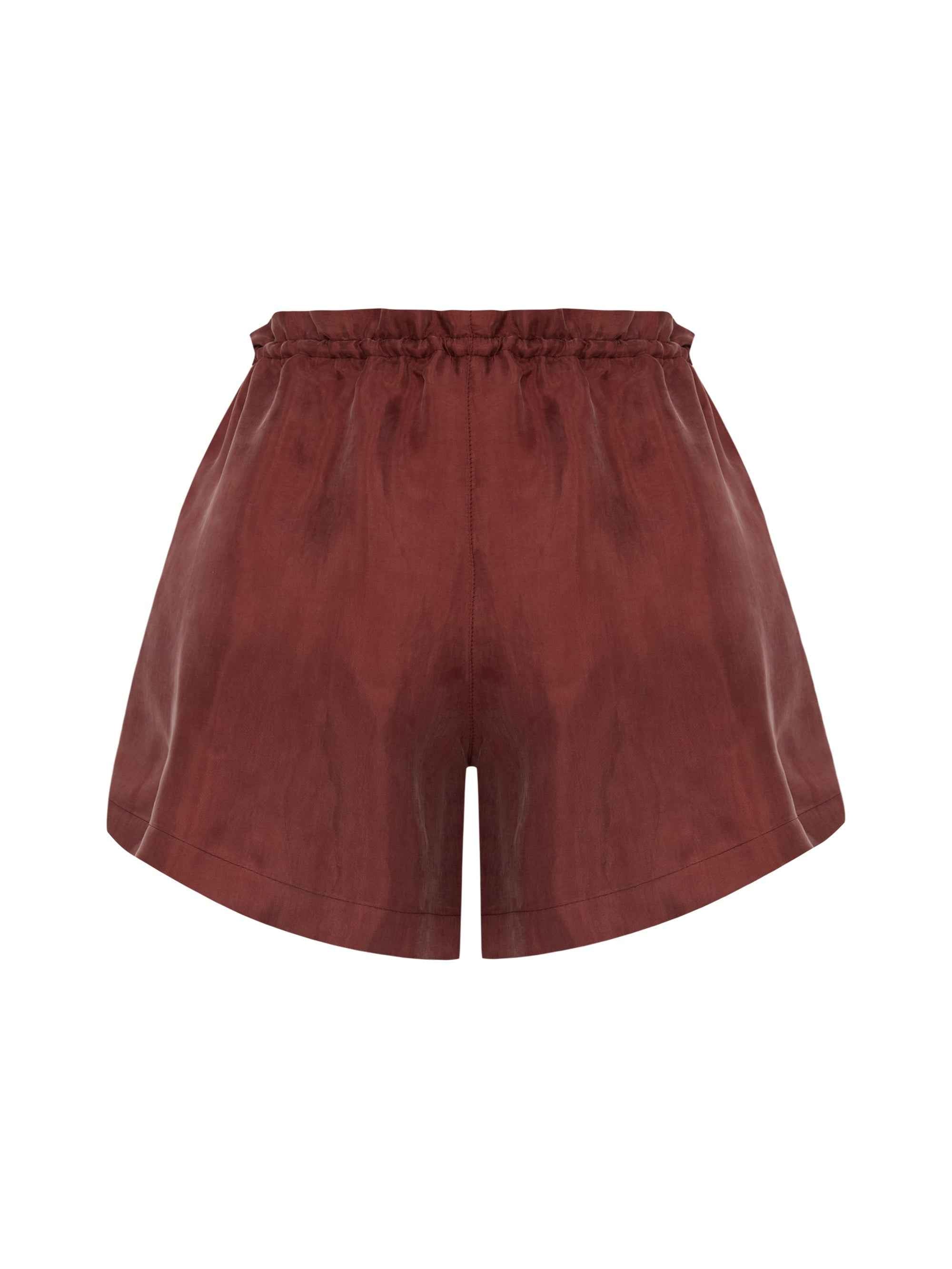 Lucid Flow Tie Shorts in Burgundy