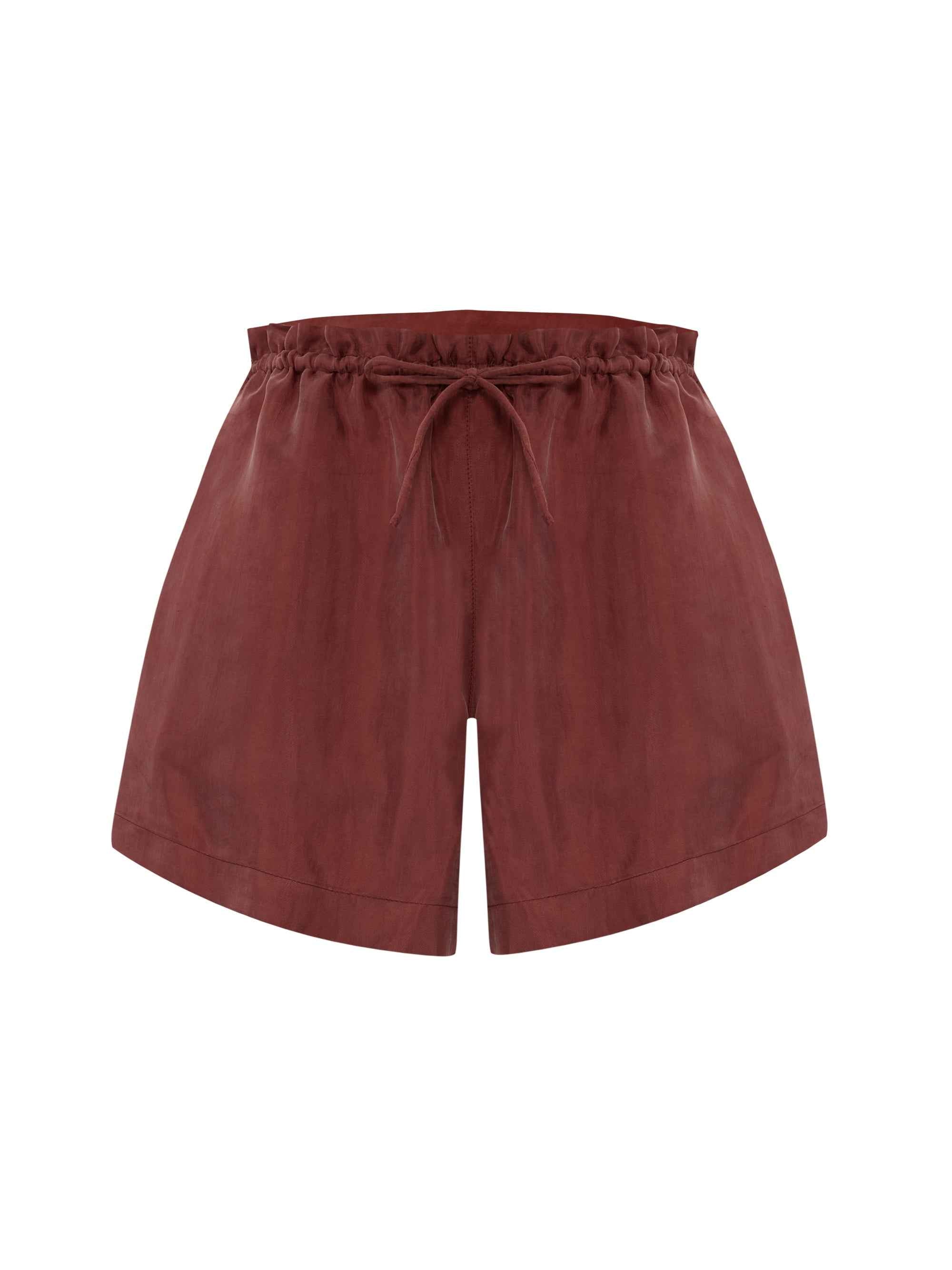 Lucid Flow Tie Shorts in Burgundy