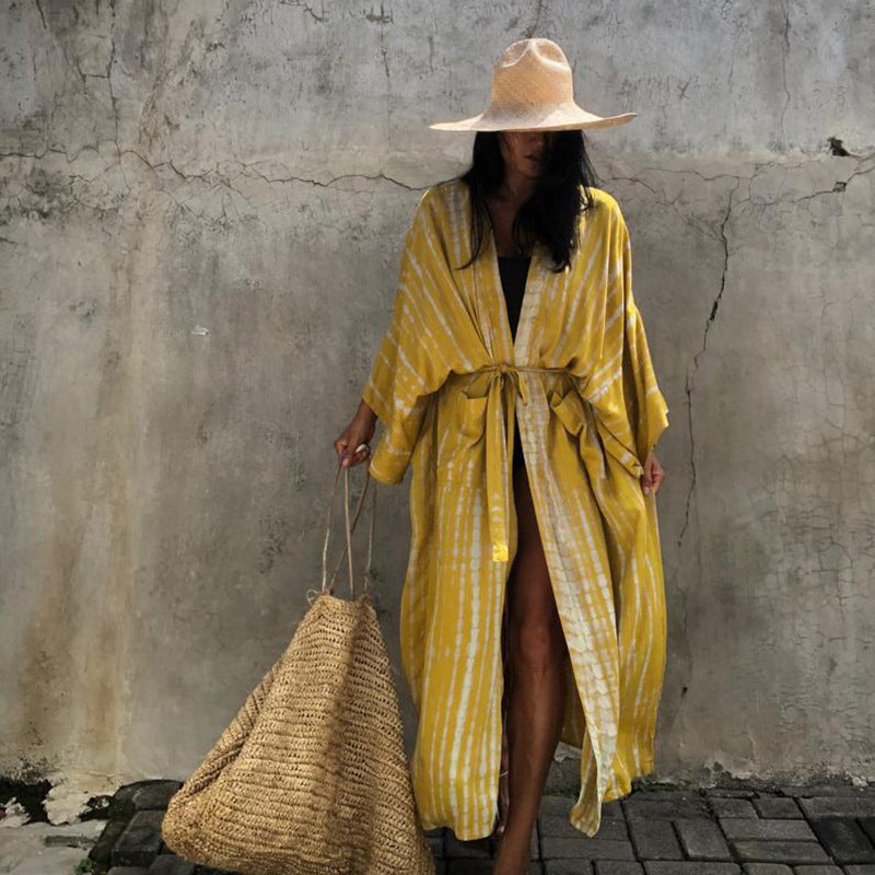 Pink Tie Dye Long Cardigan Kaftan
