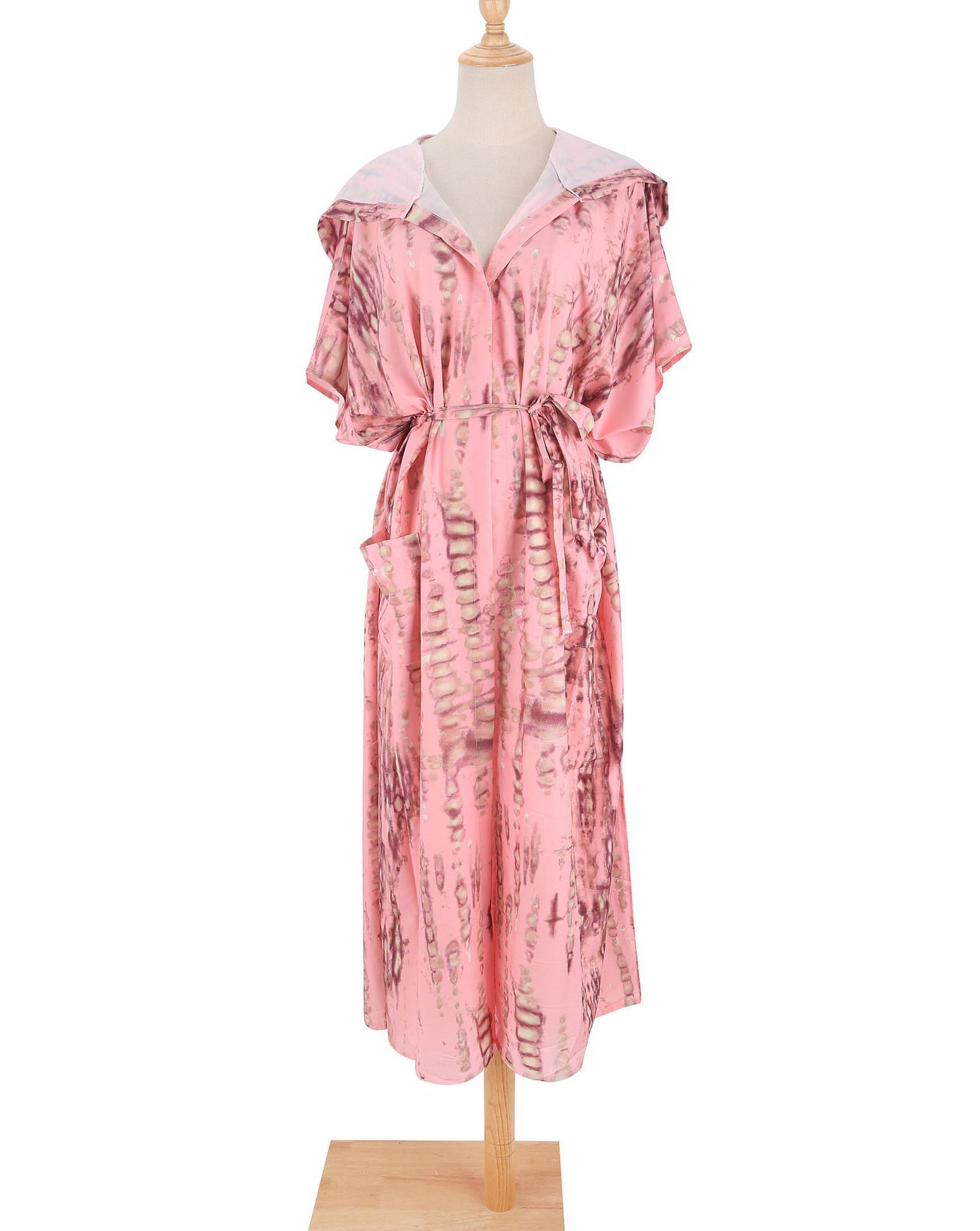 Pink Tie Dye Kaftan Kimono Robe