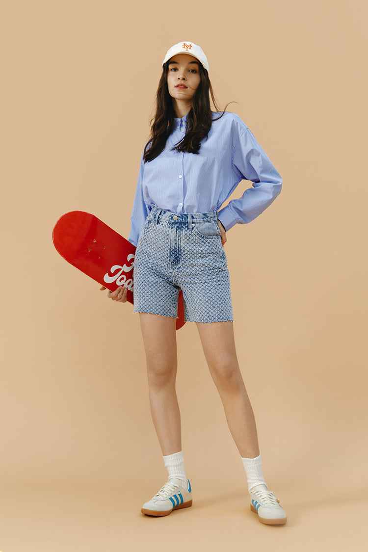 Venice Tweed High-Rise Denim Shorts HJ803 - Final Sale