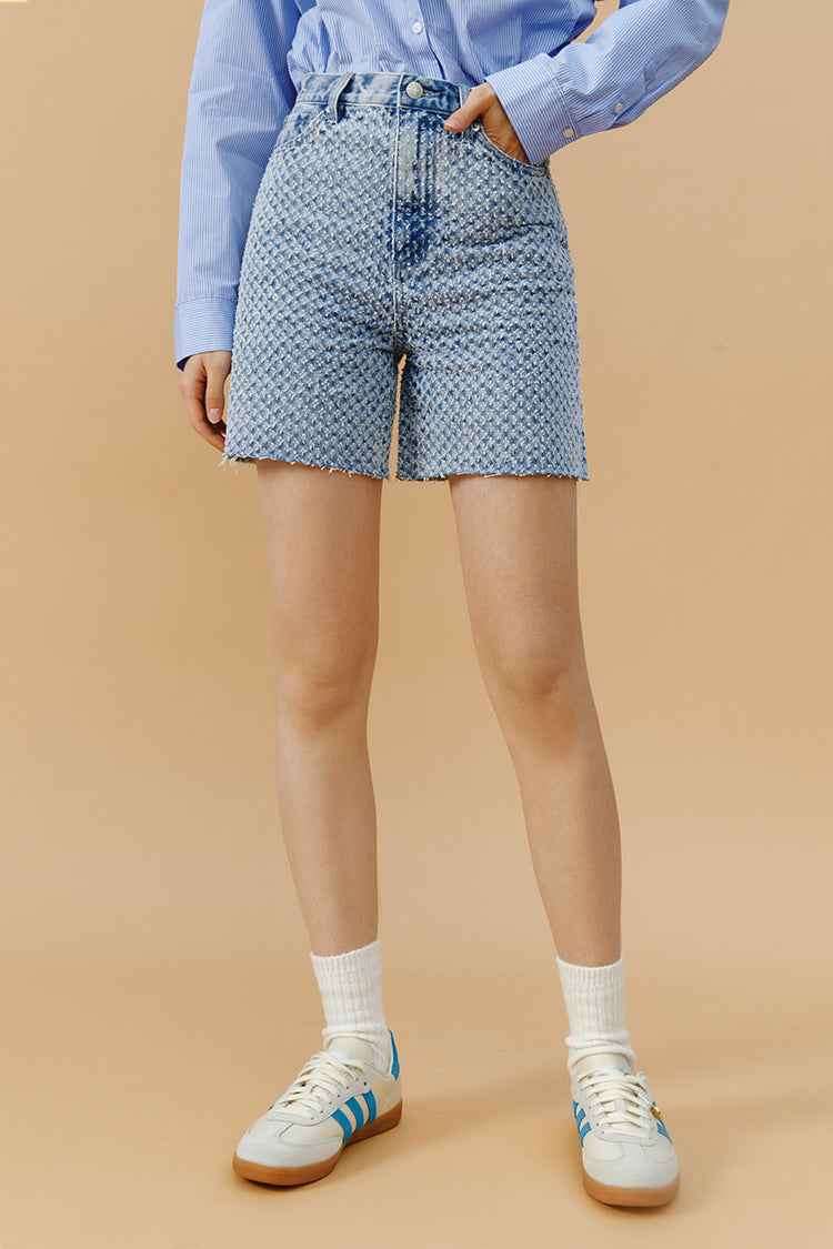Venice Tweed High-Rise Denim Shorts HJ803 - Final Sale