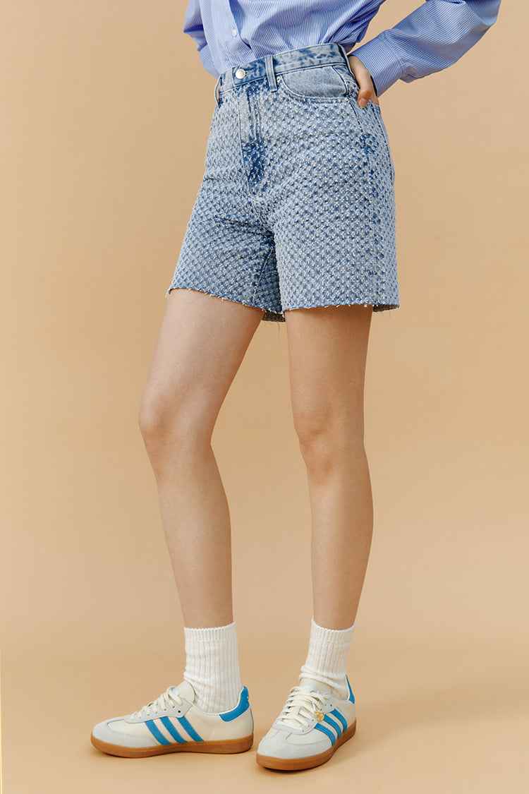 Venice Tweed High-Rise Denim Shorts HJ803 - Final Sale