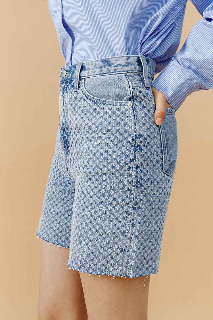 Venice Tweed High-Rise Denim Shorts HJ803 - Final Sale