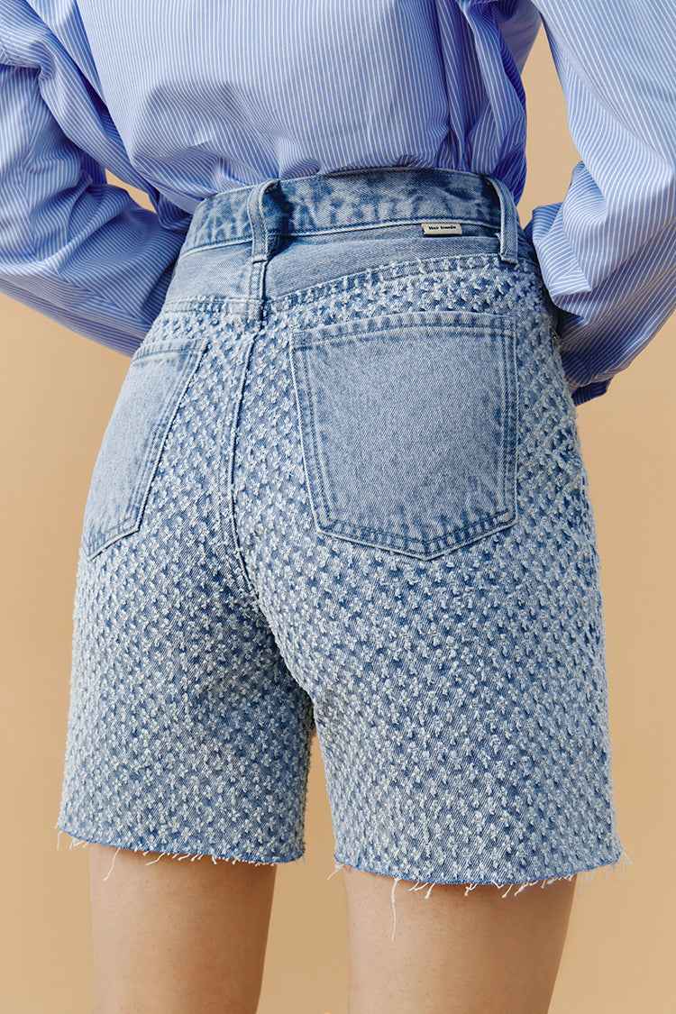 Venice Tweed High-Rise Denim Shorts HJ803 - Final Sale