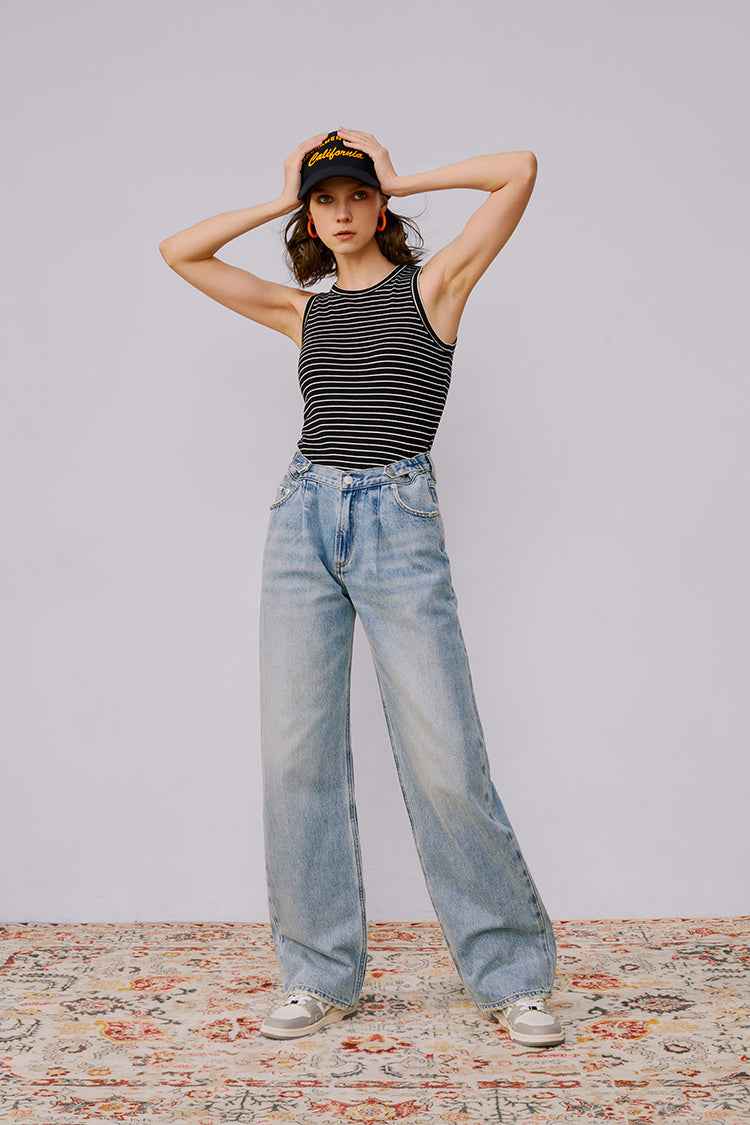 Fun Citywide Jeans HJ105 – High-Rise Wide-Leg Denim Pants