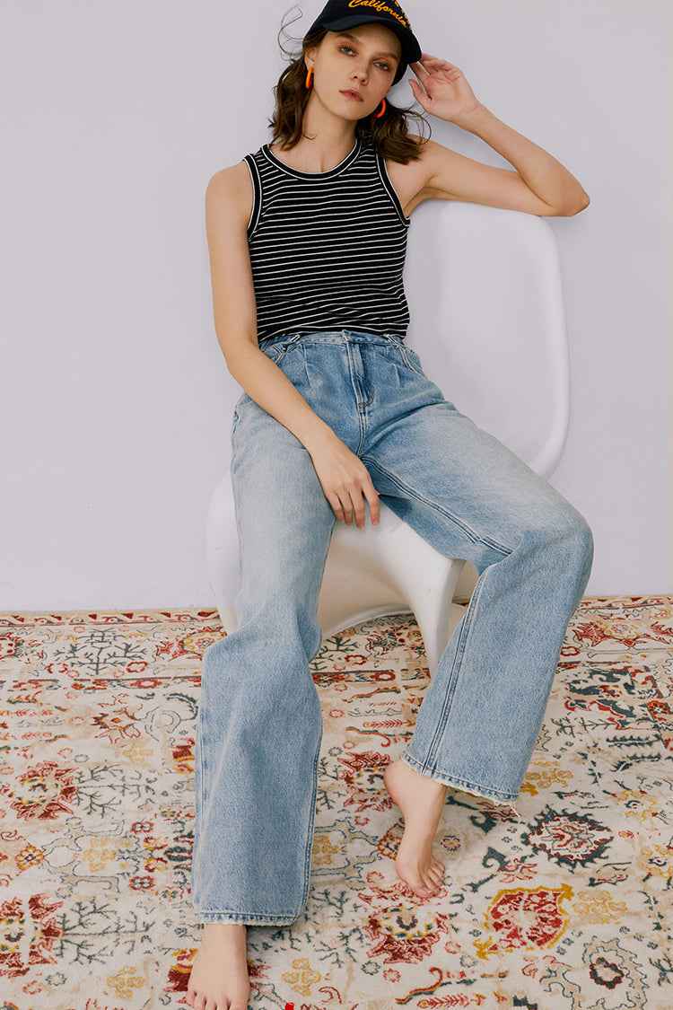 Fun Citywide Jeans HJ105 – High-Rise Wide-Leg Denim Pants