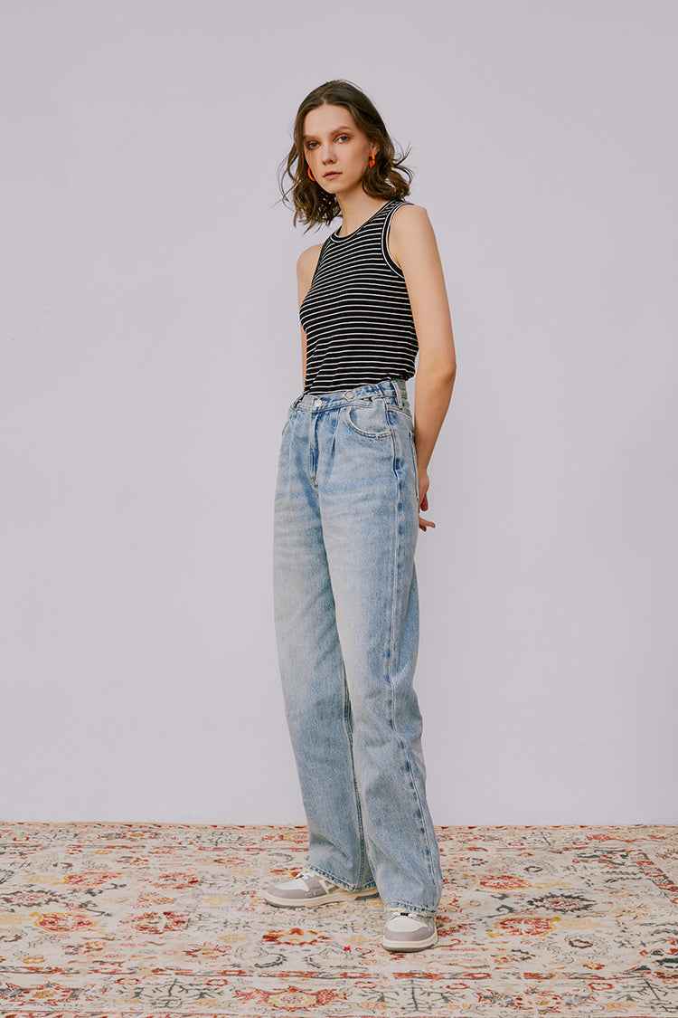 Fun Citywide Jeans HJ105 – High-Rise Wide-Leg Denim Pants