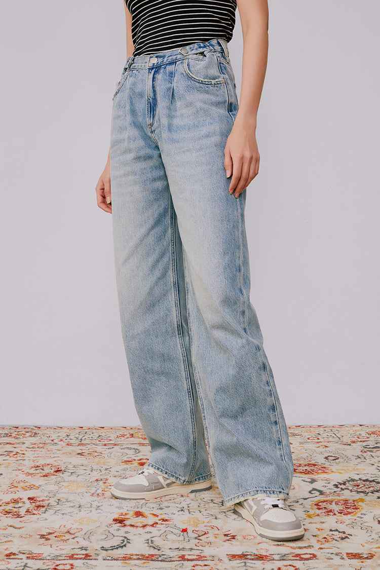 Fun Citywide Jeans HJ105 – High-Rise Wide-Leg Denim Pants