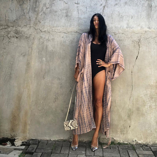Pink Tie Dye Long Cardigan Kaftan