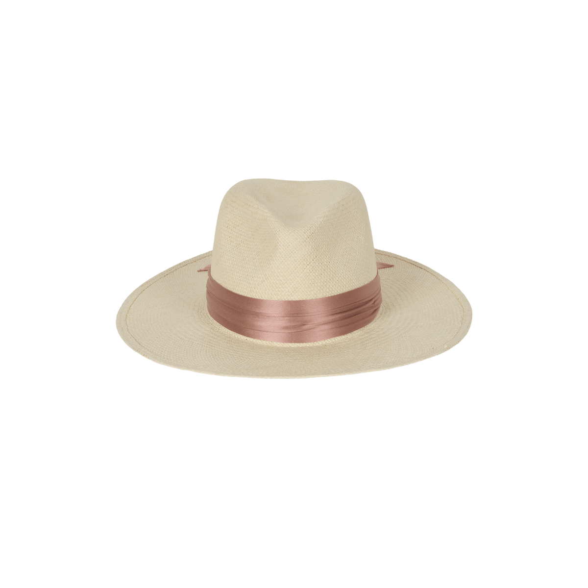 Handwoven Toquilla Panama Hat in mauve — front view