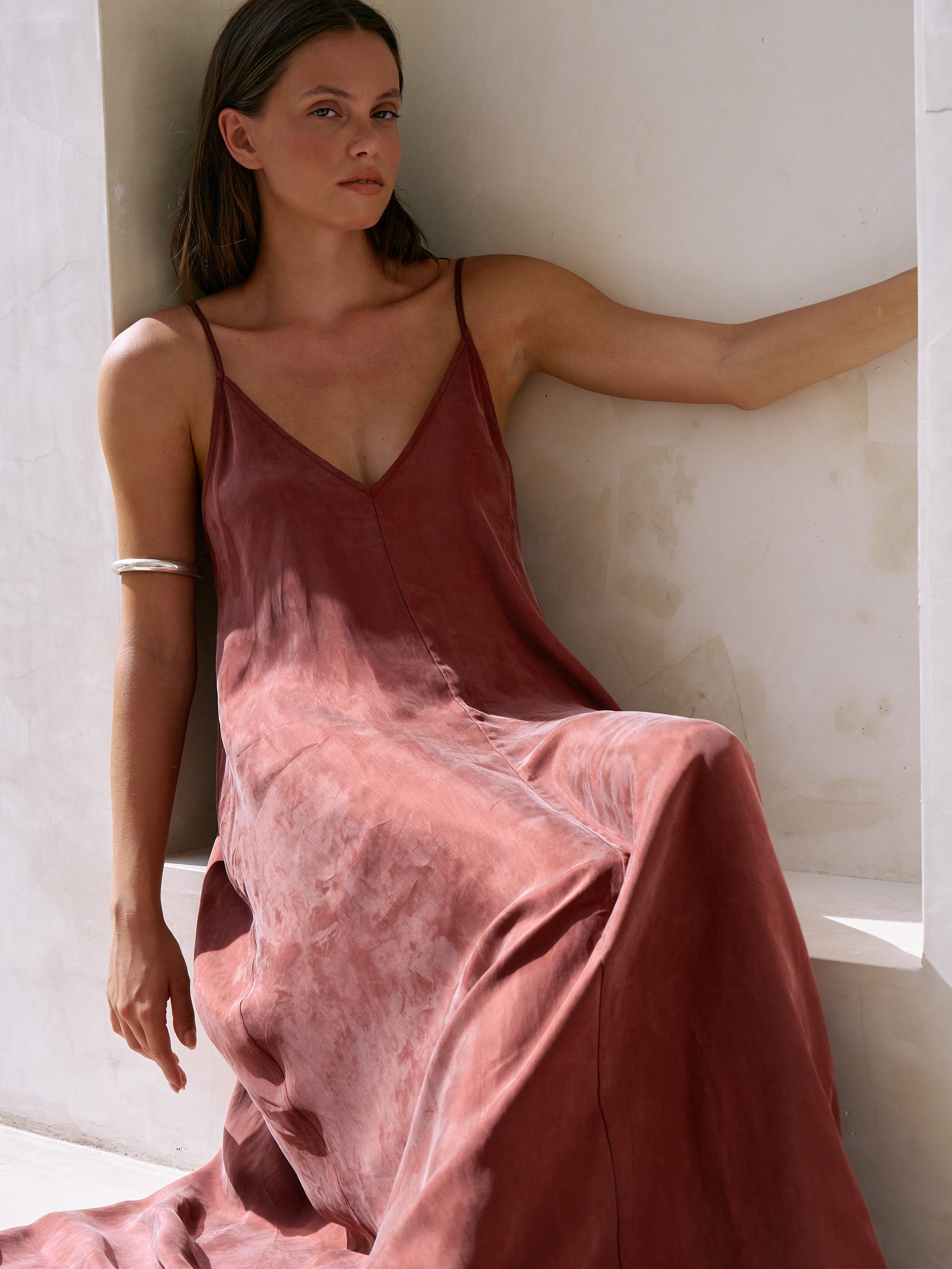 Lucid Flow Burgundy Maxi Dress with Open Back and Adjustable Straps