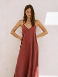 Lucid Flow Burgundy Maxi Dress with Open Back and Adjustable Straps