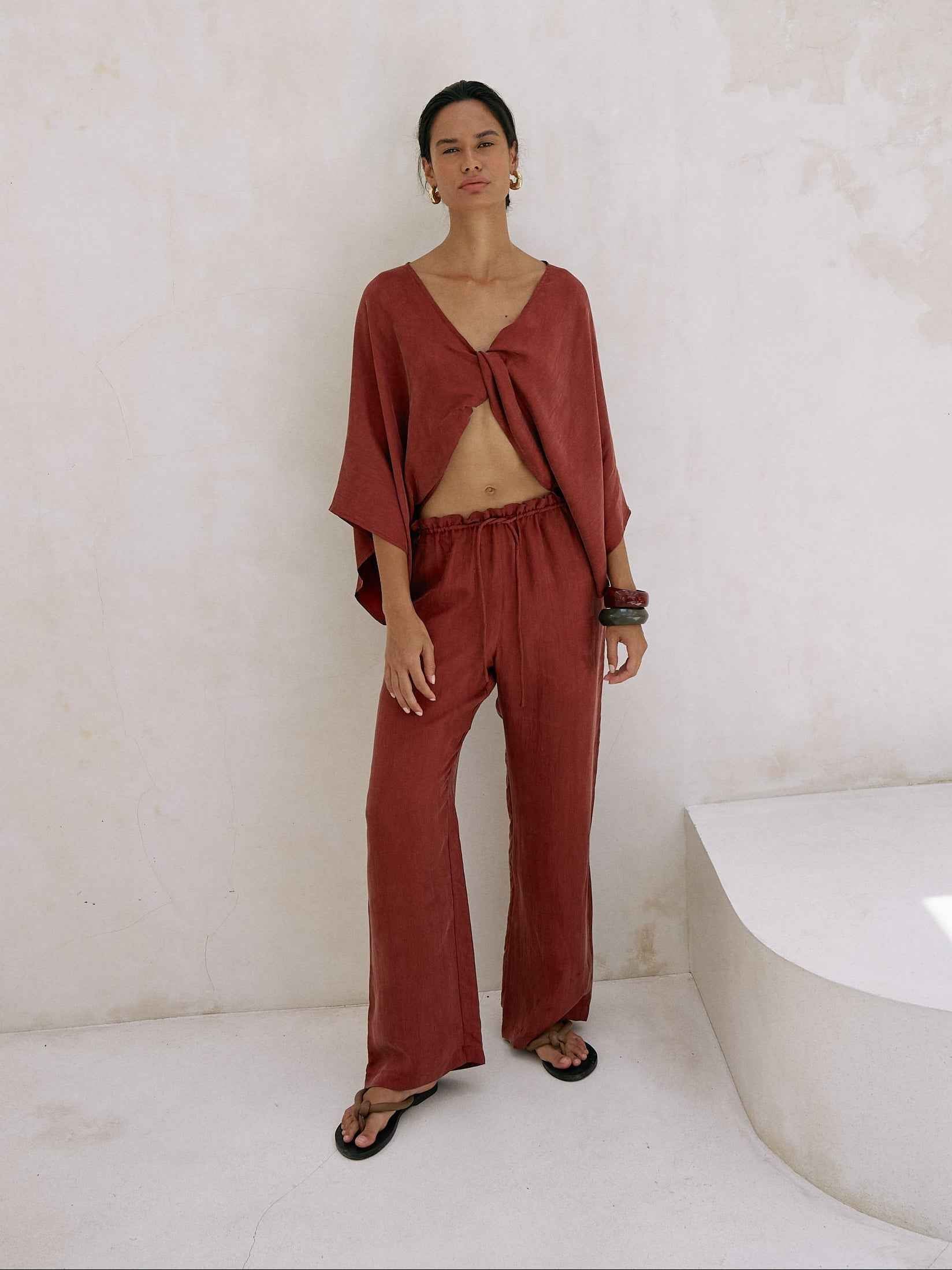 Lucid Knot Top in Burgundy