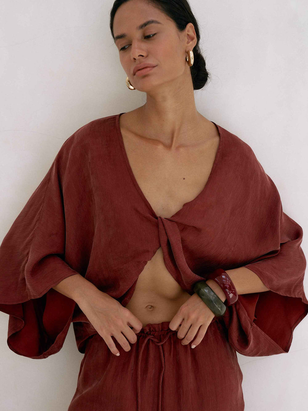 Lucid Knot Top in Burgundy
