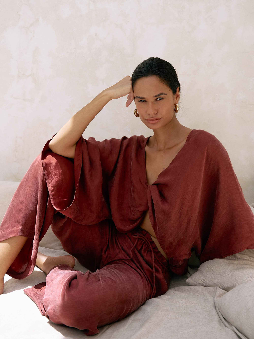 Lucid Knot Top in Burgundy
