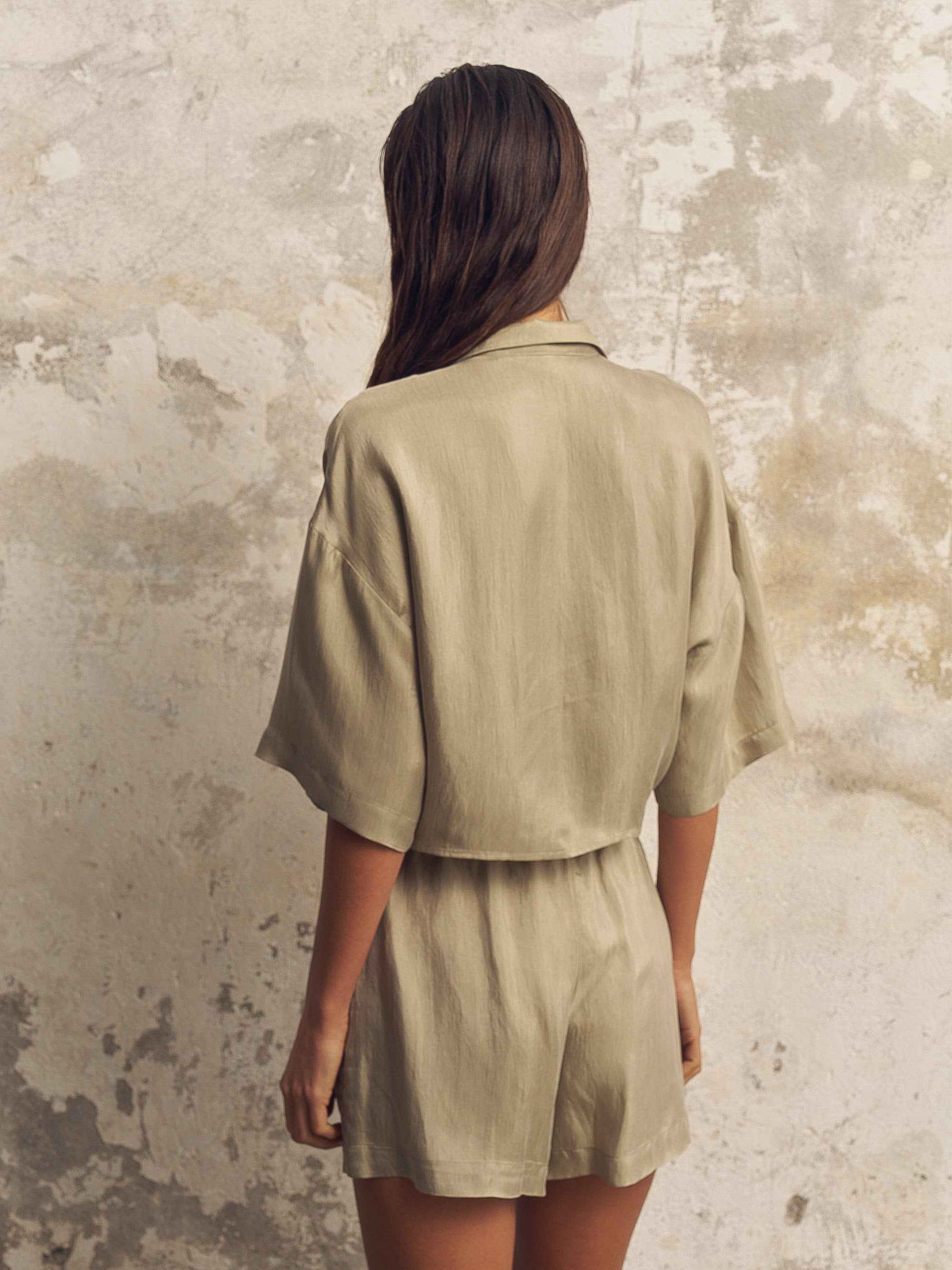 Lucid Flow Tie Shorts in Khaki Green