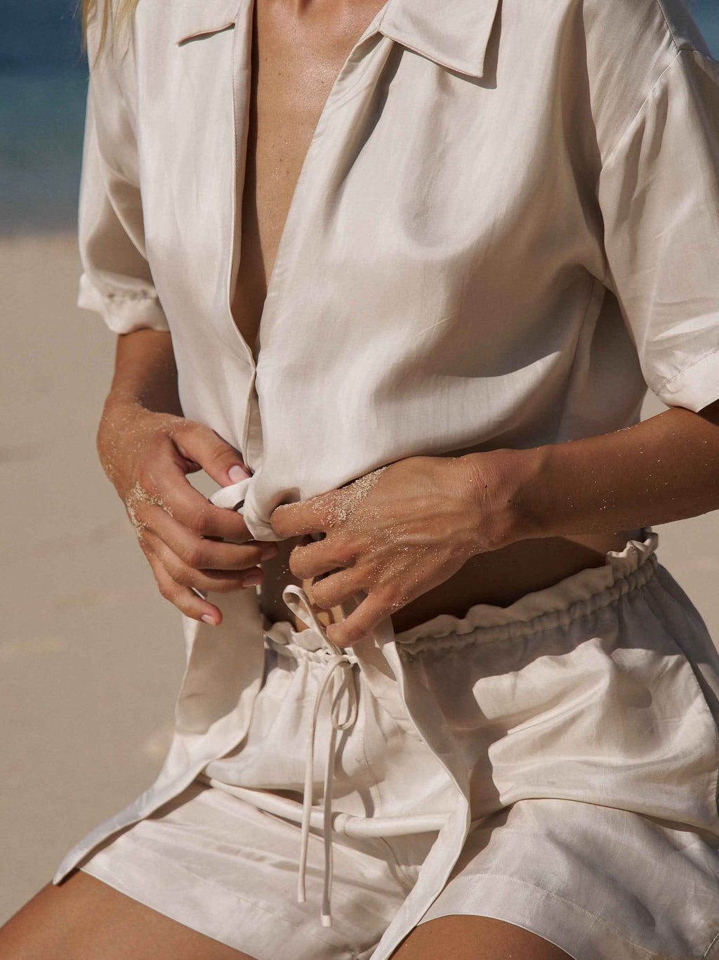 Lucid Tie-Front Shirt in Sand