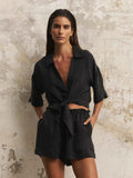 Lucid Flow Tie Shorts in Black