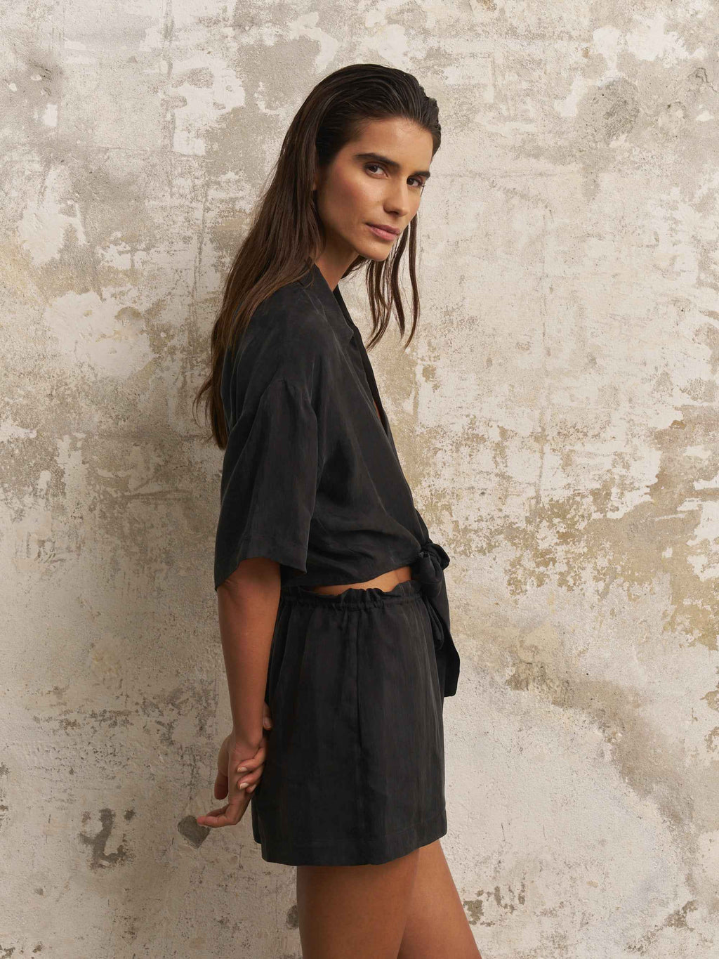 Lucid Flow Tie Shorts in Black