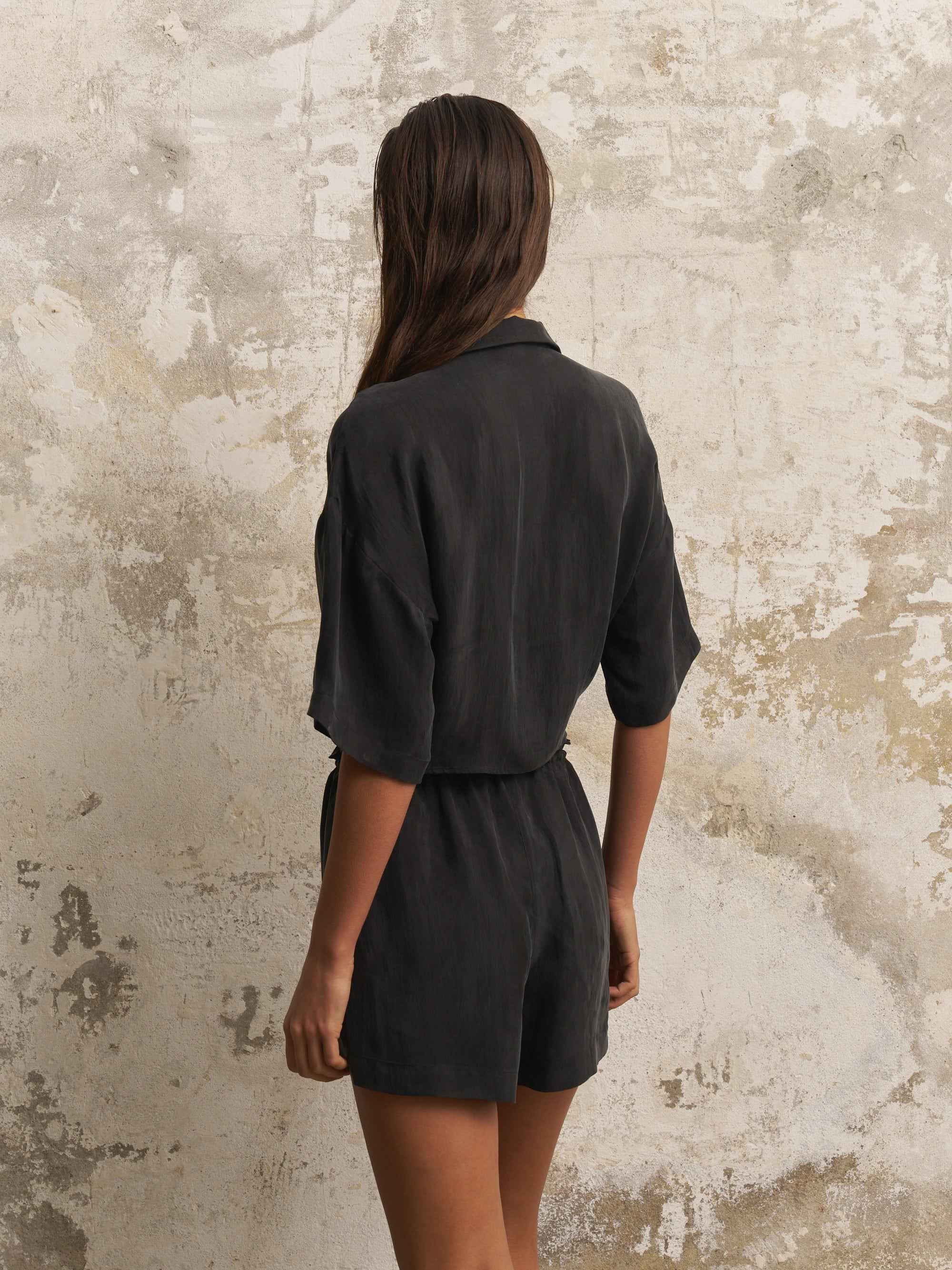 Lucid Tie Front Shirt in Black