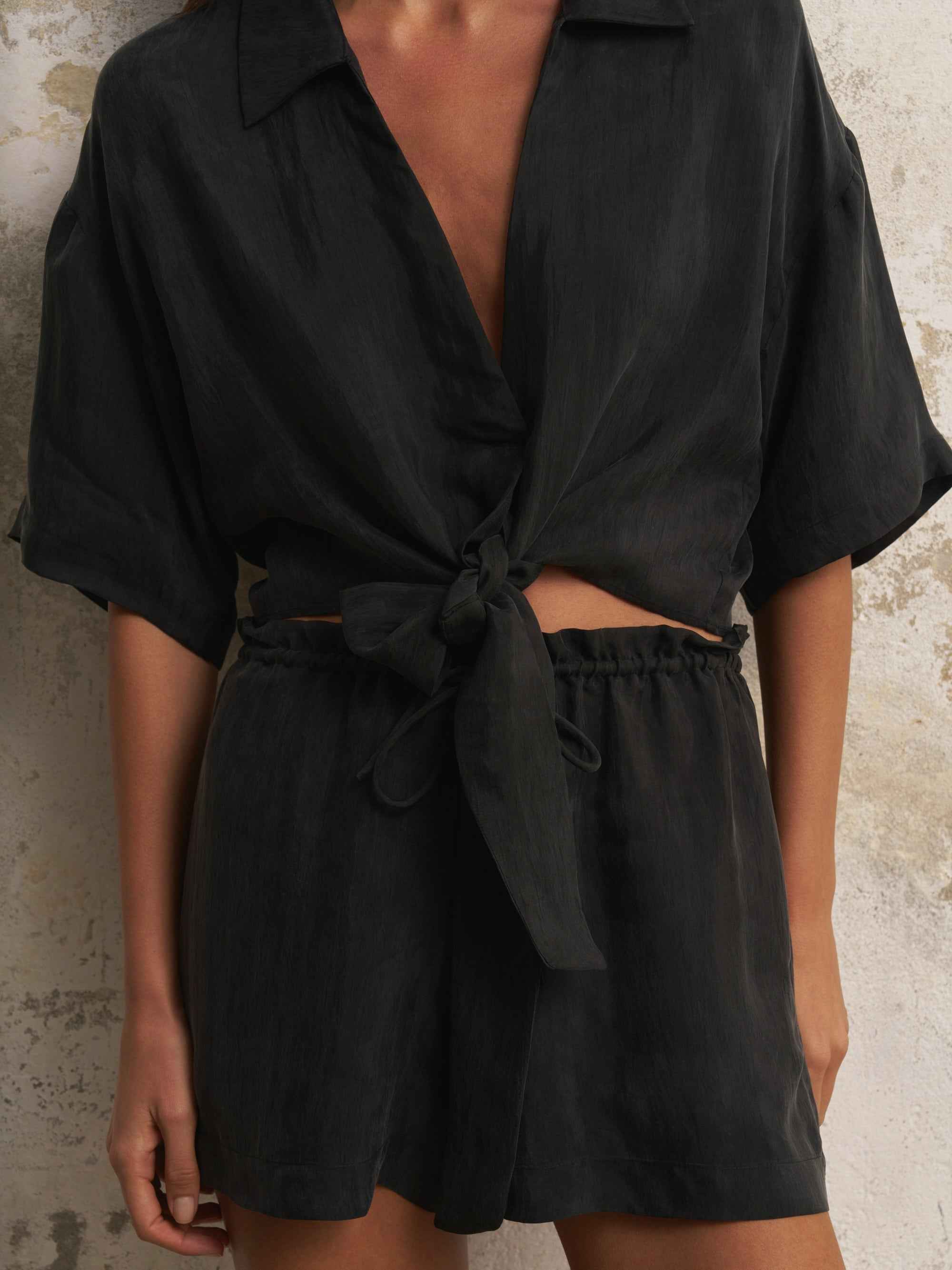 Lucid Flow Tie Shorts in Black