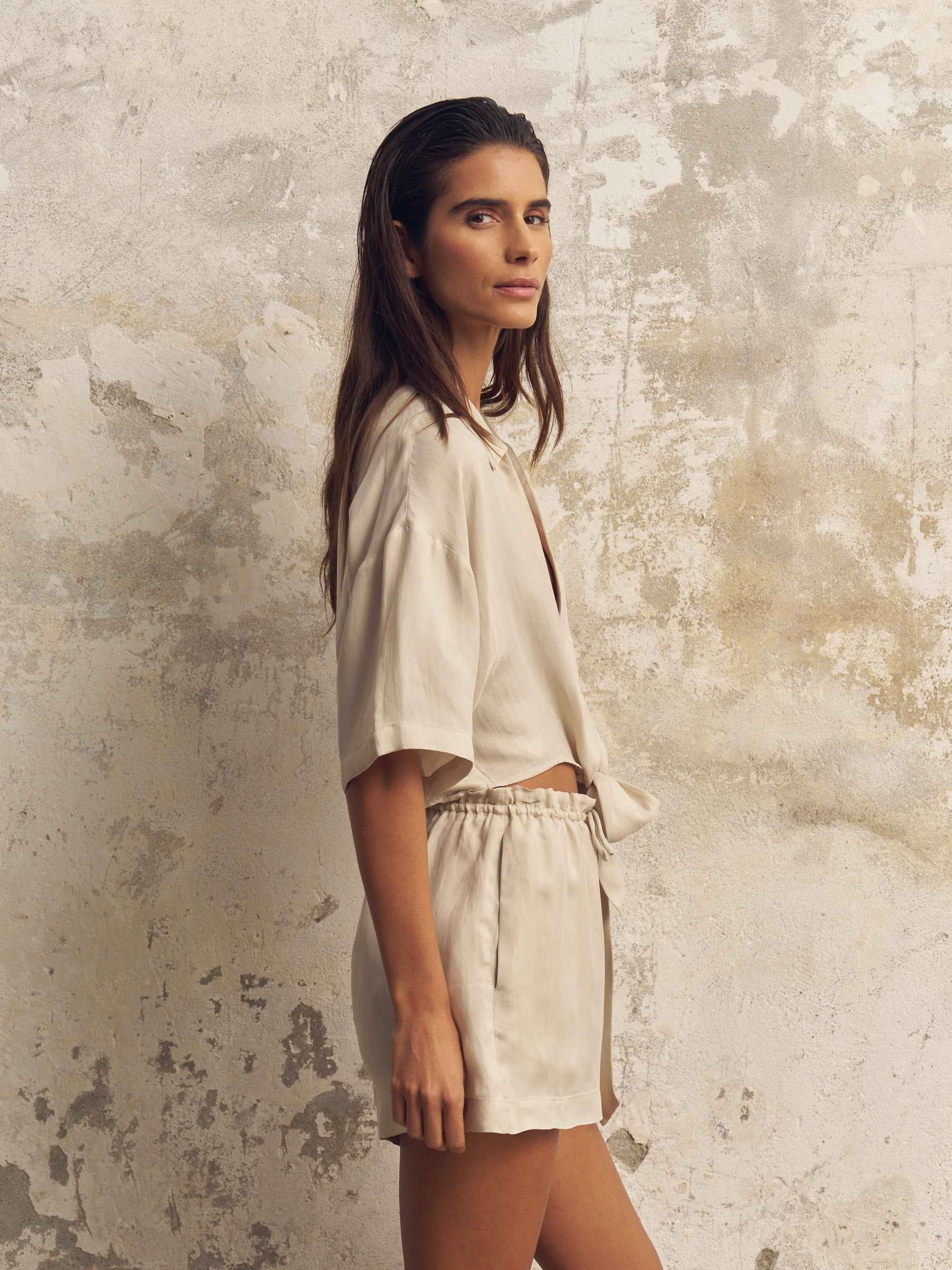 Lucid Tie-Front Shirt in Sand