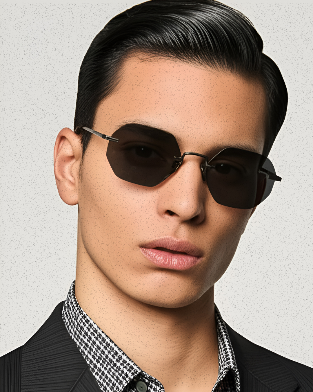 Vonne Daybreaker Hexagon Rimless Sunglasses – Black Anti‑Shatter UV400 Nylon Lenses for Men and Women