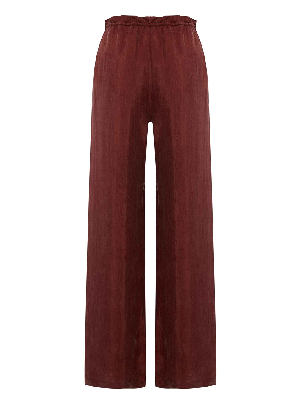 Lucid Flow Tie Pants in Burgundy with Adjustable Waist and Wide Leg Silhouette