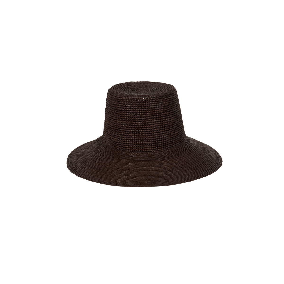 Packable Woven Straw Bucket Hat in chocolate — front view