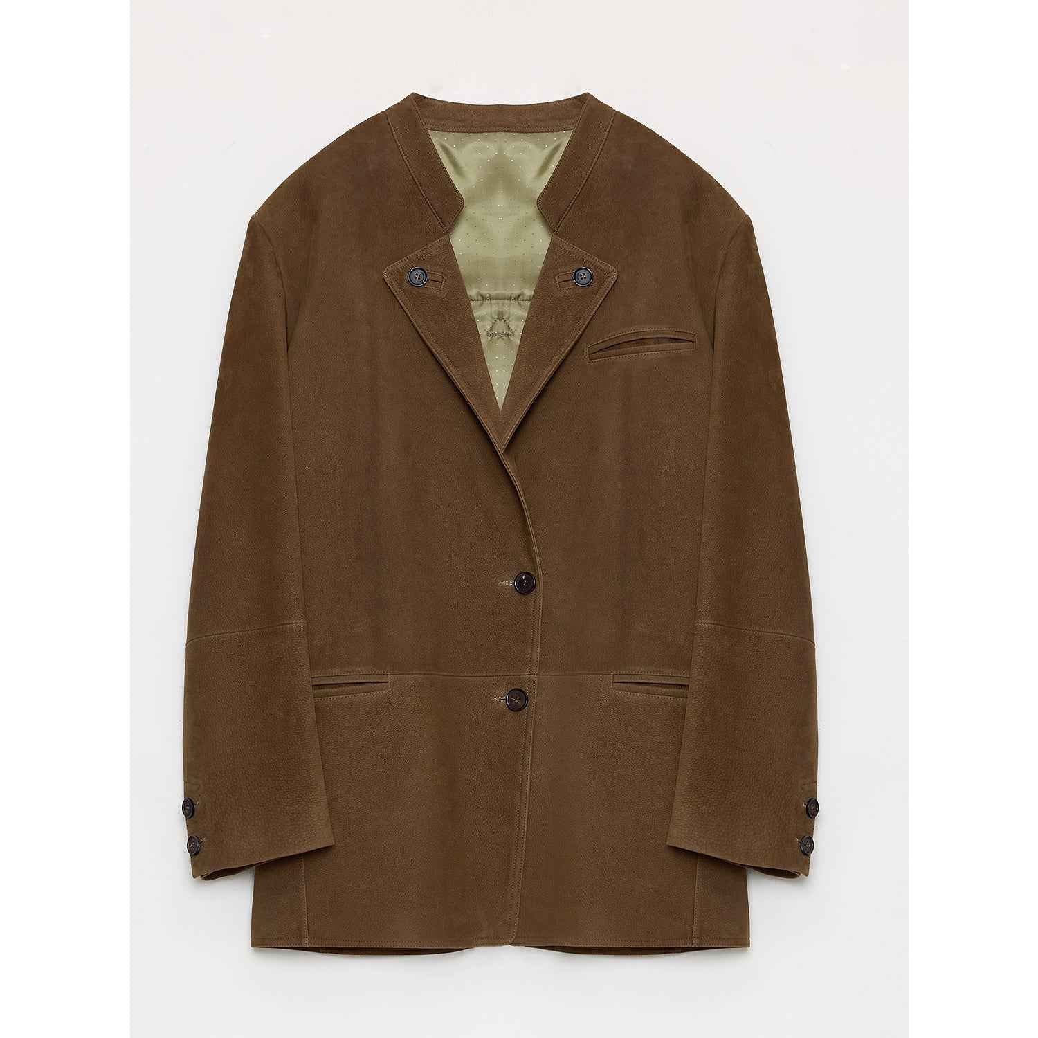 "Bavaria" Vintage Suede and Waxed Goatskin Leather Mid-Length Suit Jacket