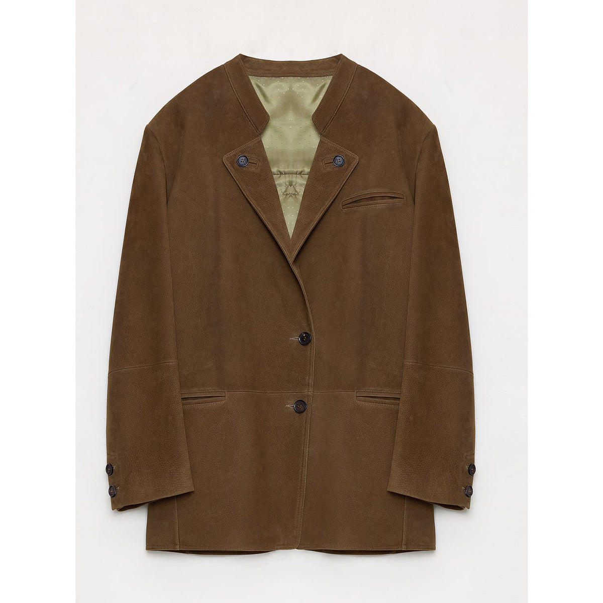 "Bavaria" Vintage Suede & Waxed Goatskin Leather Blazer - Black-Short