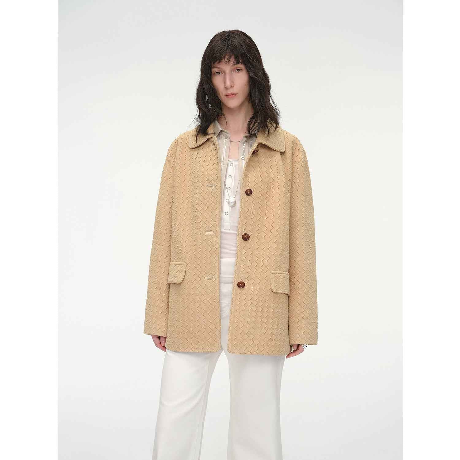 "Rembrandt Night" Spring Woven Leather Jacket Made from Imported New Zealand Lambskin