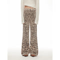 “Wild Roar” Leopard Print Washed Straight-Leg Bootcut Jeans for Fashion-Forward Women and Men