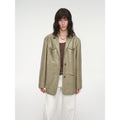 "Windsor Past" Wide-Shoulder Multi-Pocket Waxed Leather Suit Jacket