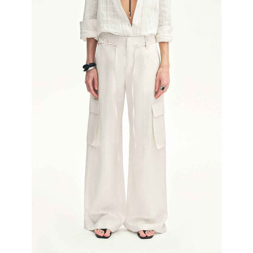 "Rhythm in the Same Frequency" Tencel Linen Wide-Leg Workwear Pants