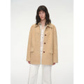 "Rembrandt Night" Perforated Lambskin Woven Leather Jacket in light yellow apricot, front view