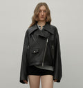 “Retro Film” High-Street Motorcycle Sheep Leather Jacket – Loose Fit, Drop Shoulders