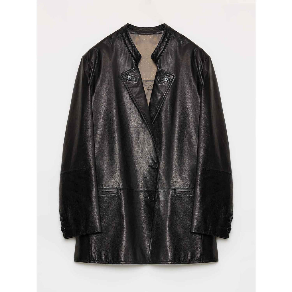 "Bavaria" Vintage Suede and Waxed Goatskin Leather Mid-Length Suit Jacket