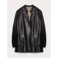 "Bavaria" Vintage Suede and Waxed Goatskin Leather Mid-Length Suit Jacket