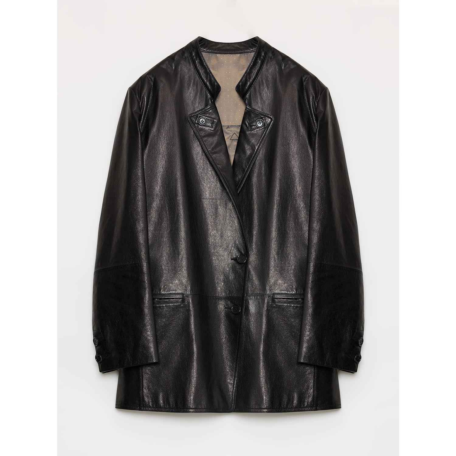 "Bavaria" Vintage Suede and Waxed Goatskin Leather Mid-Length Suit Jacket