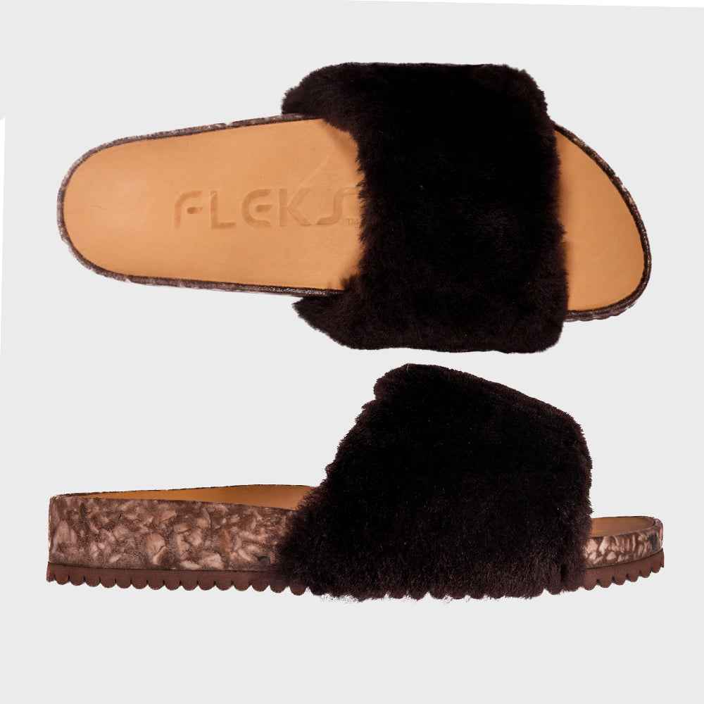 San Ysidro Slide in Espresso - Premium Sheepskin Slip-On with Sculpted Comfort Midsole