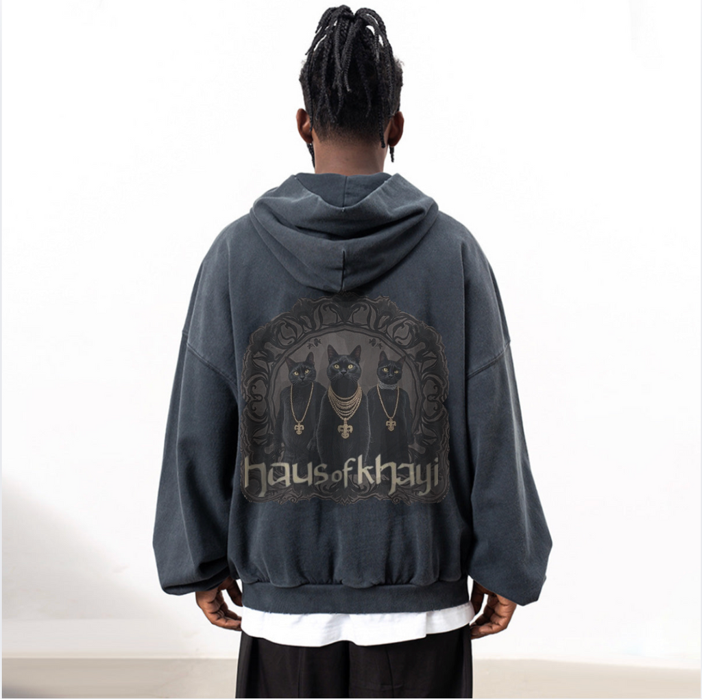 Black Cats Distressed Hoodie