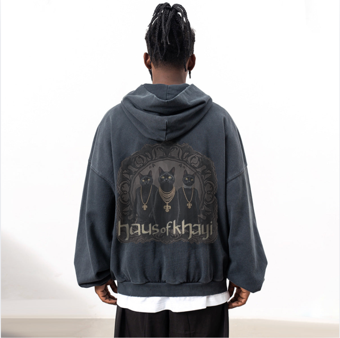 Black Cats Distressed Hoodie