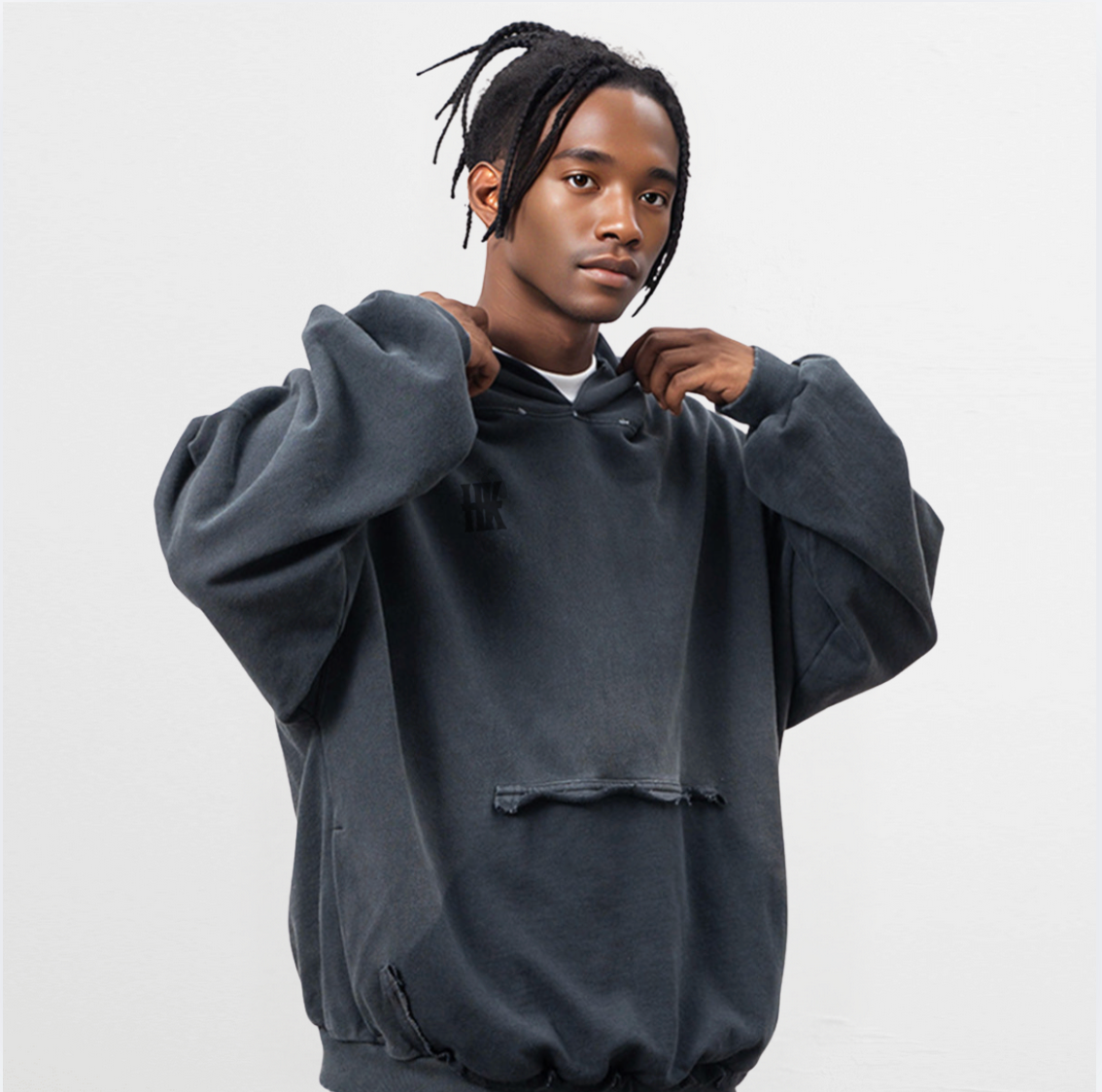 Black Cats Distressed Hoodie