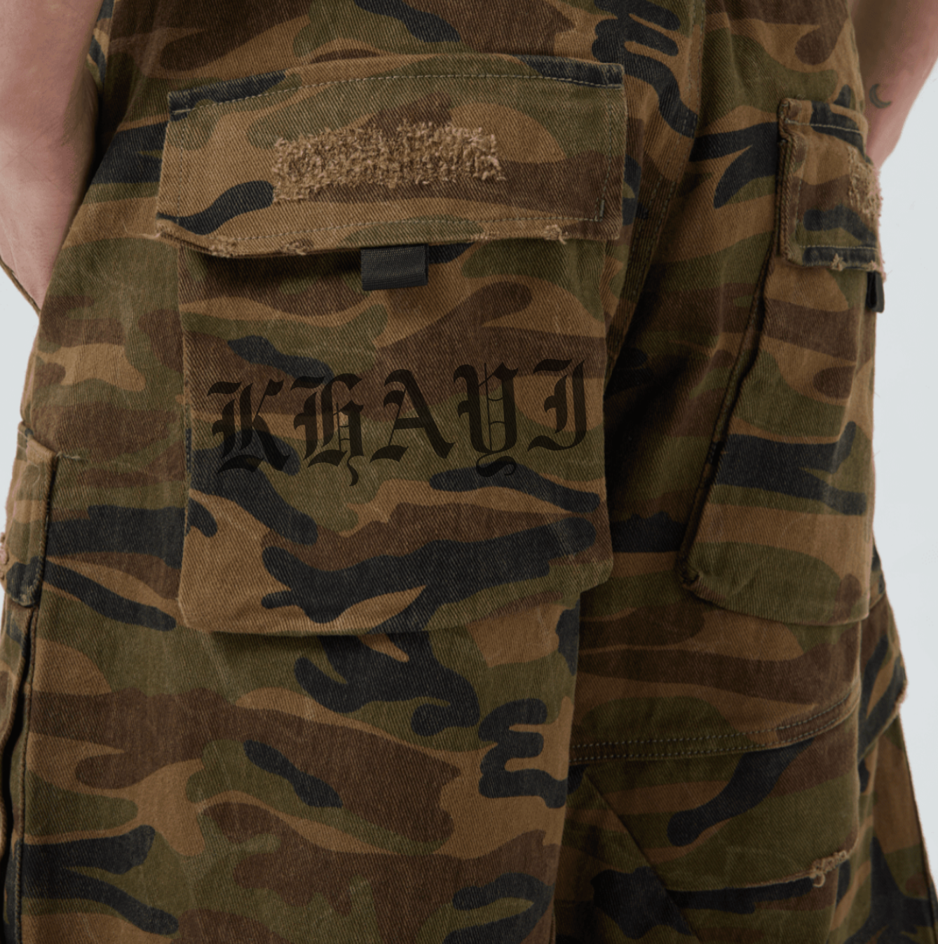 Khayi Camo Loose Fit Wide-leg Cargos