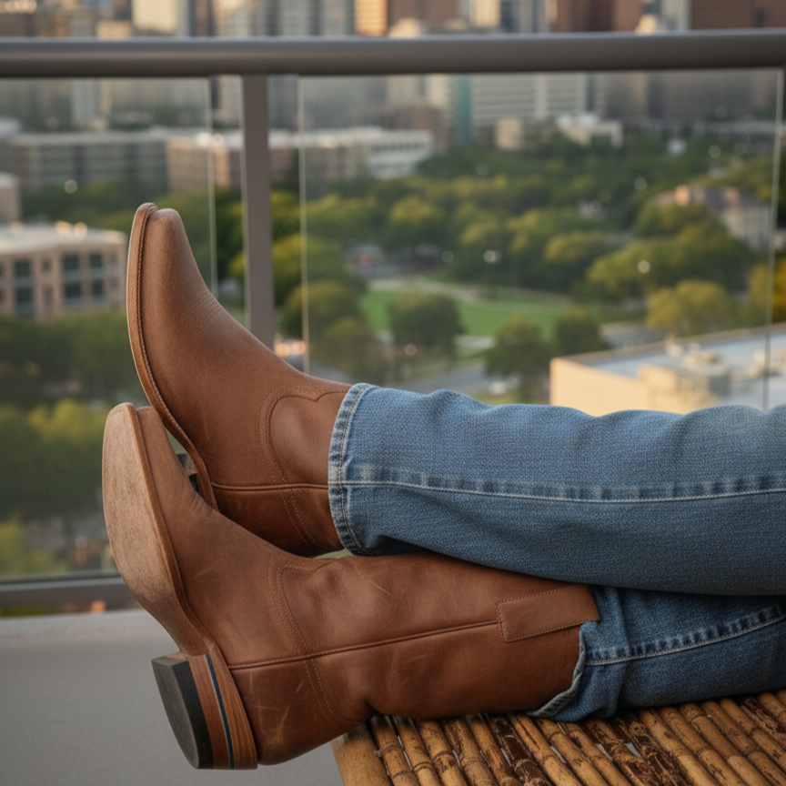 The Shoal Creek - Stylish Square-Toe Cowboy Boots for Men and Women
