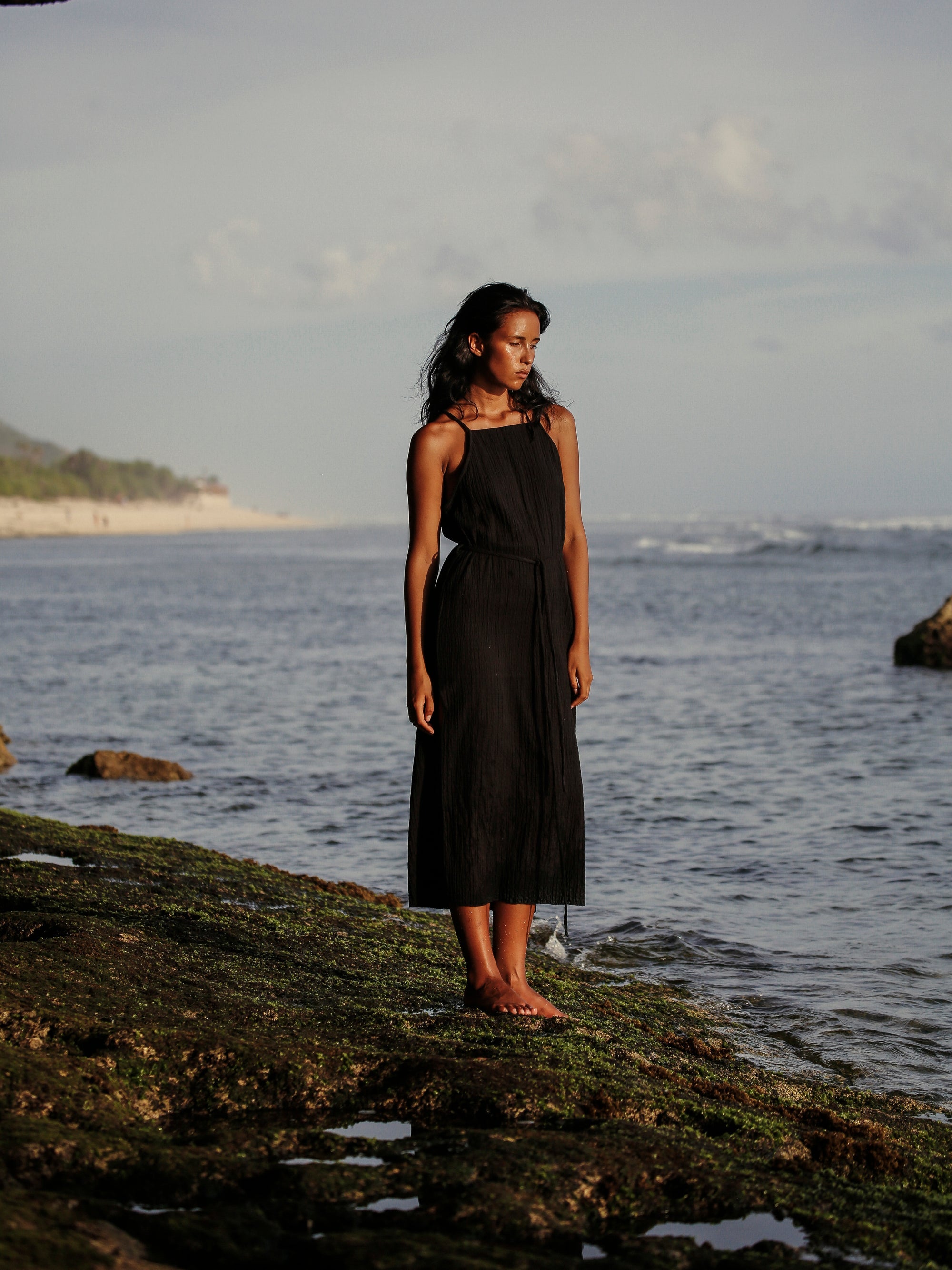 Siesta Black Summer Dress in 100% Turkish Cotton
