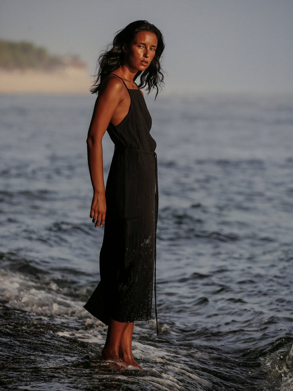 Siesta Black Summer Dress in 100% Turkish Cotton