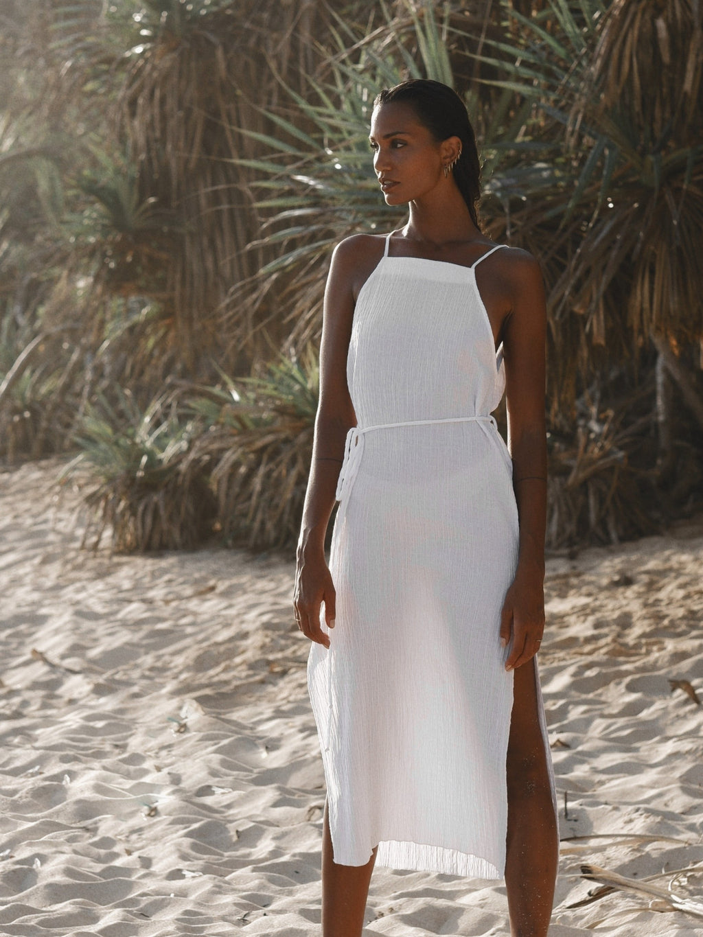 Siesta White Summer Dress in 100% Turkish Cotton